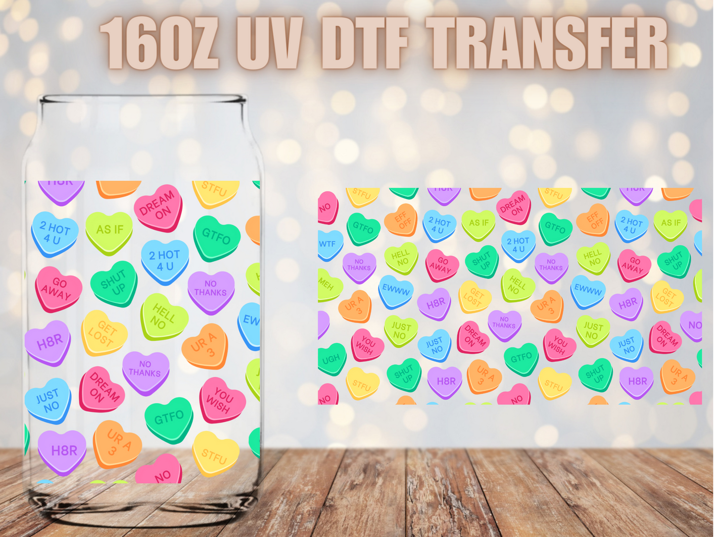 Candy Hearts UV DTF Wrap