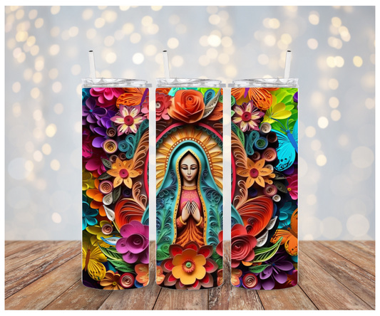 3D Colorful flowers Virgen Maria  Vinyl Wrap