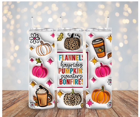 3D Flannels pumpkins bonfires Sublimation Transfer