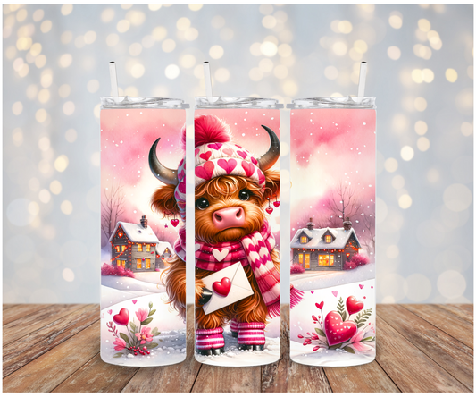 V Day Mail Highland Cow Adhesive Vinyl Wrap