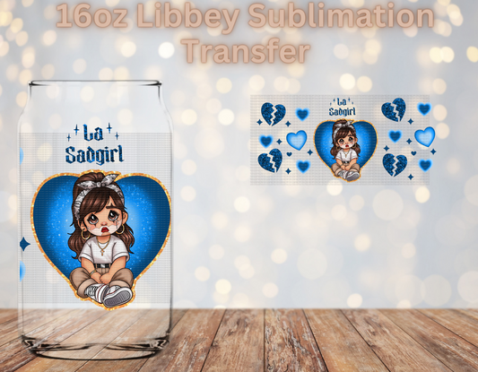 La Sad Girl blue Sublimation Transfer