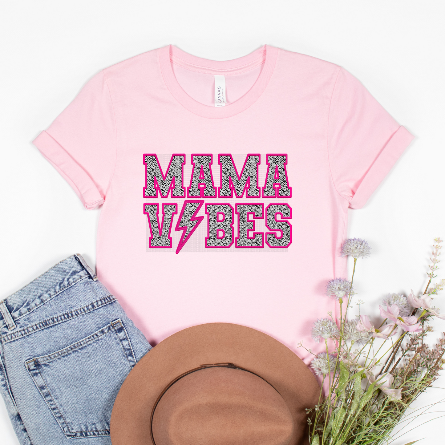 Pink Vibes Embroidered Effect HTV