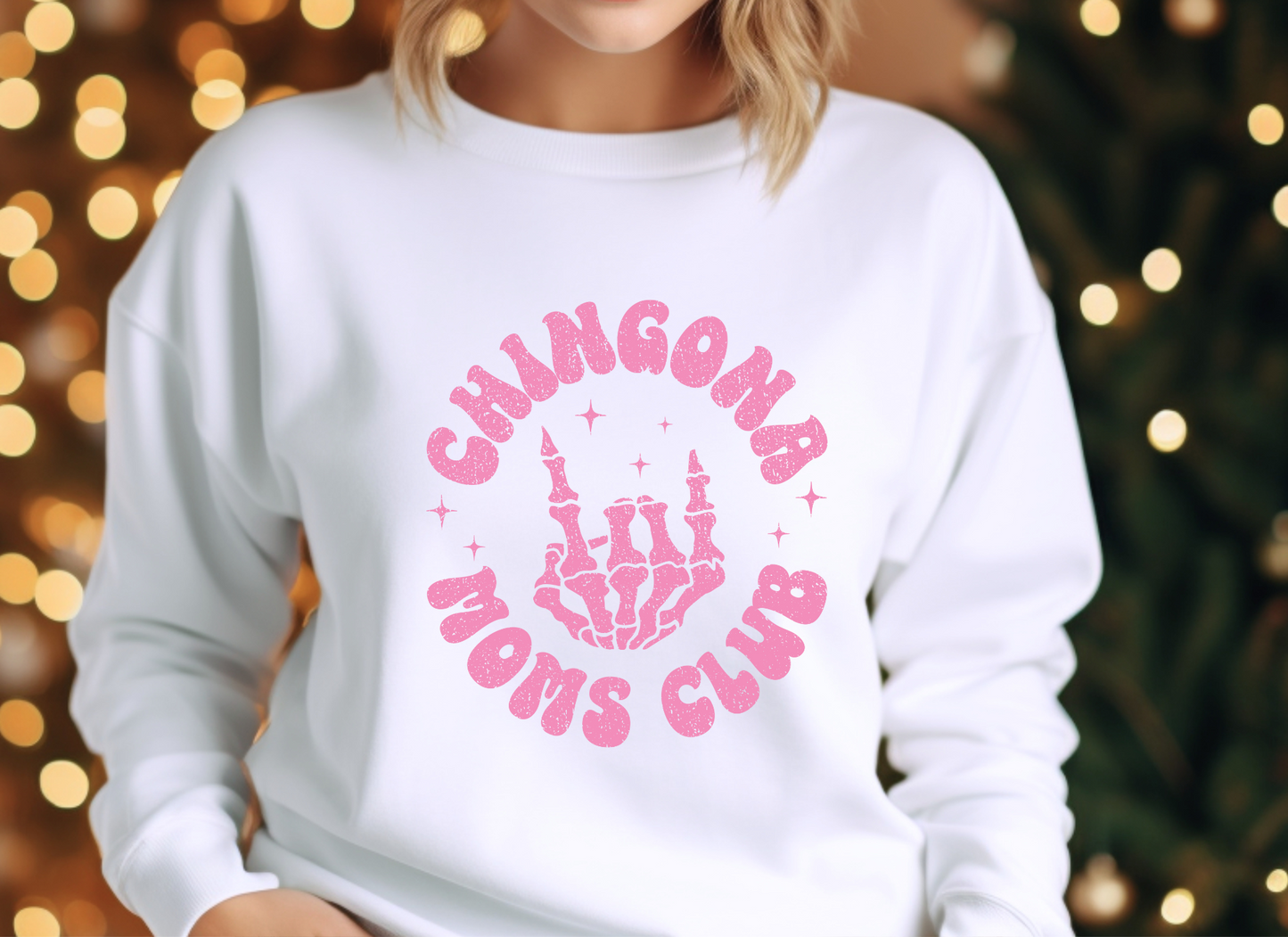 Chingona Moms Club distressed pink