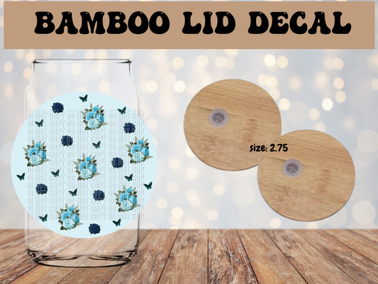 Blue Floral Catrina  Lid Decal