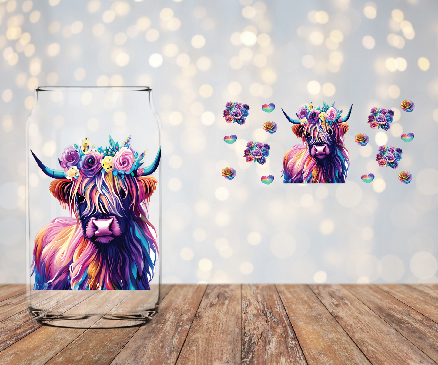 Colorful Highland Cow Libbey Wrap