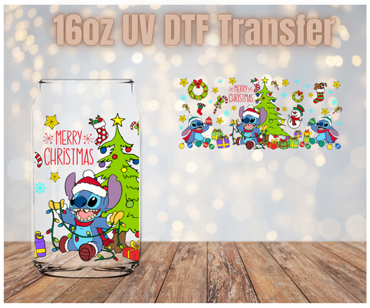 Blue Alien Christmas UV DTF Wrap
