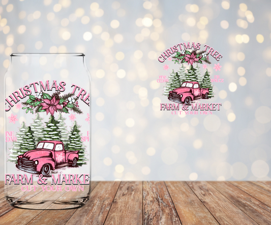 Pink Christmas trees farm market Libbey Decal
