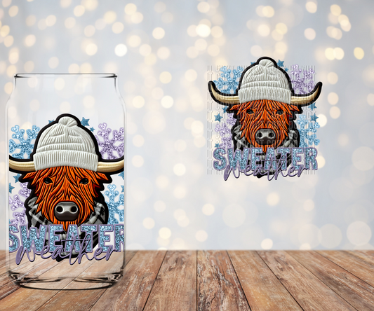 Sweater Weather highland cow Libbey Decal