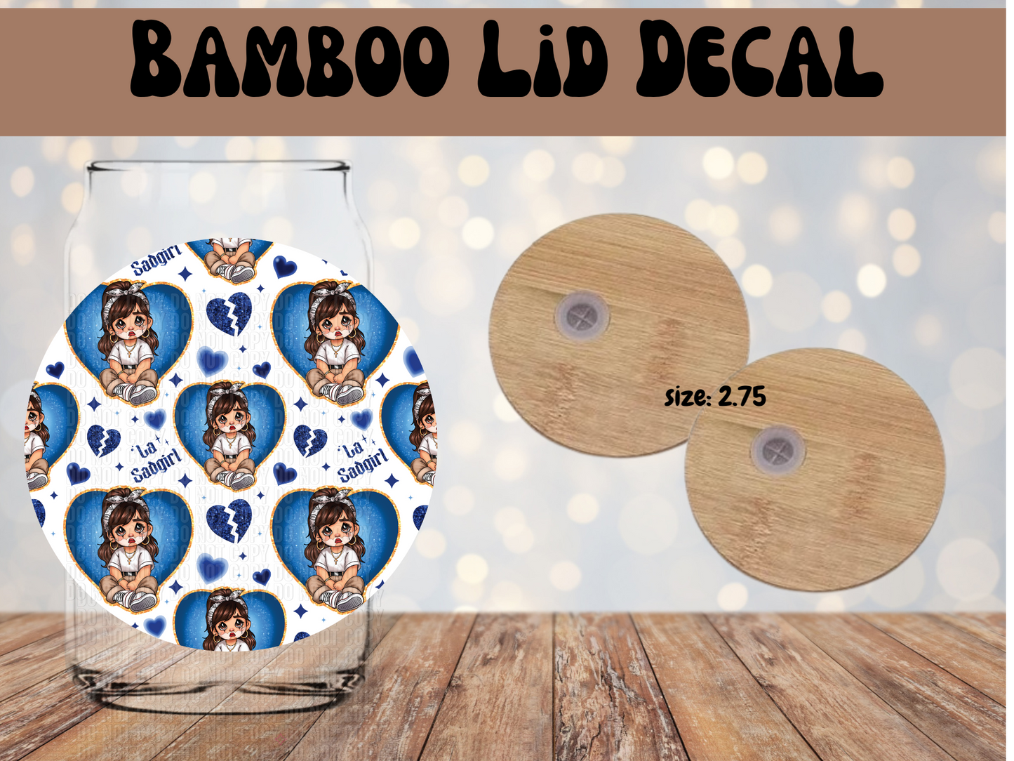 La Sad Girl blue Lid Decal