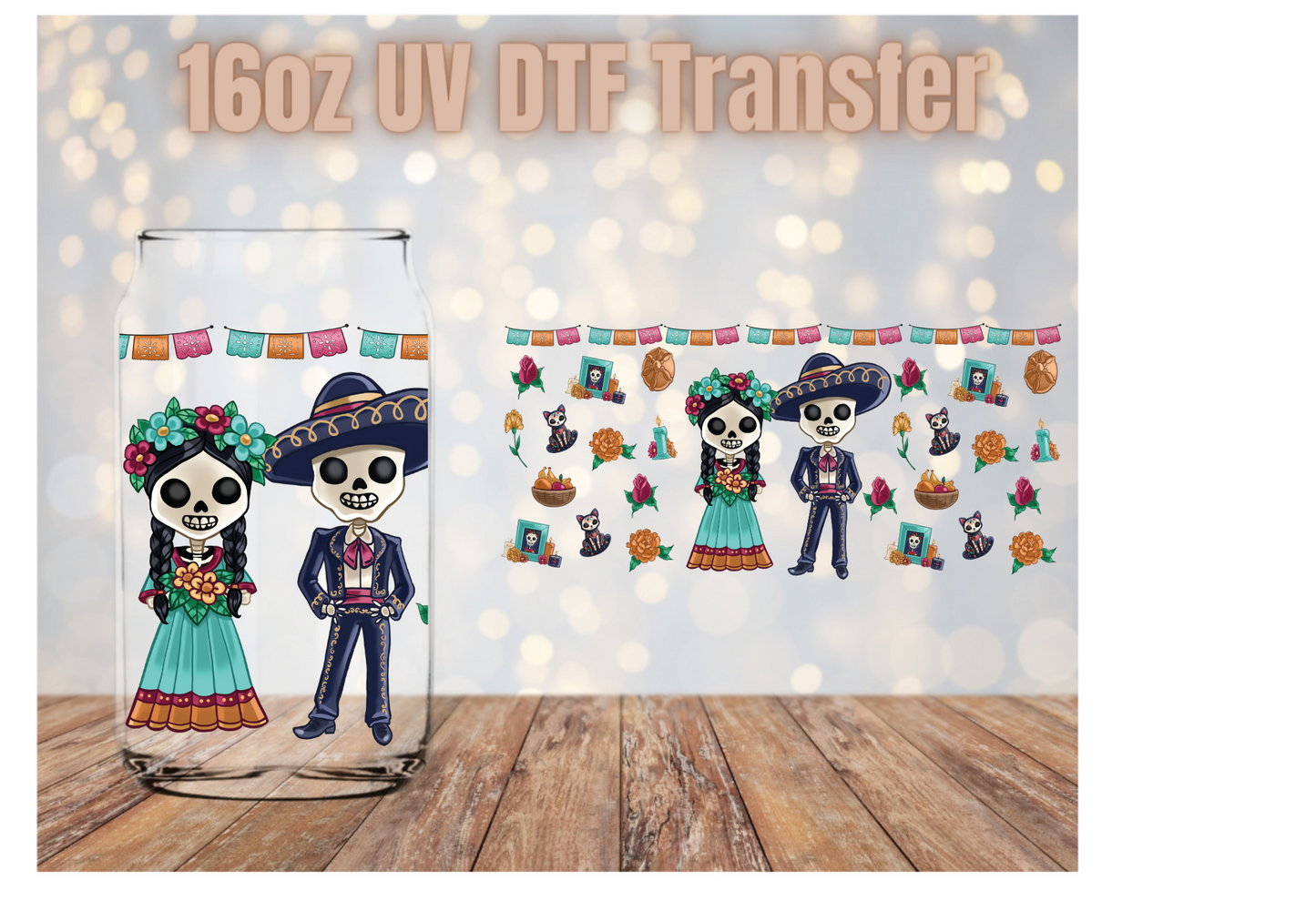 Dia De Los Muertos Couple UV DTF Wrap