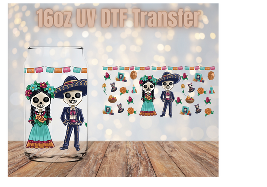 Dia De Los Muertos Couple UV DTF Wrap