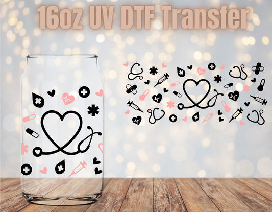 Heart Stethoscope UV DTF Wrap