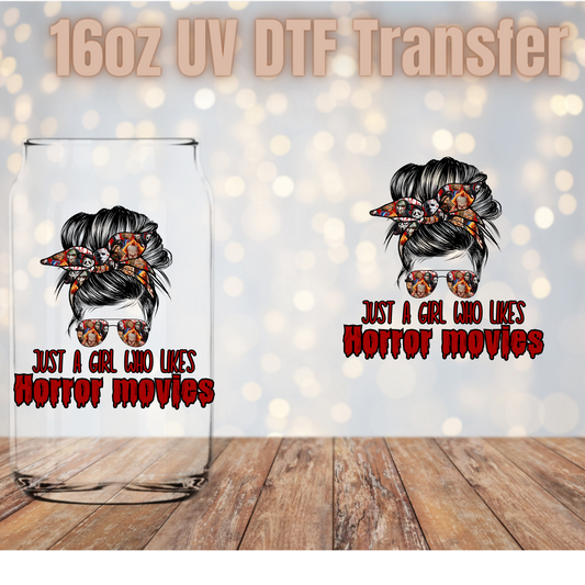 Just a girl who loves horror movies UV DTF Wrap