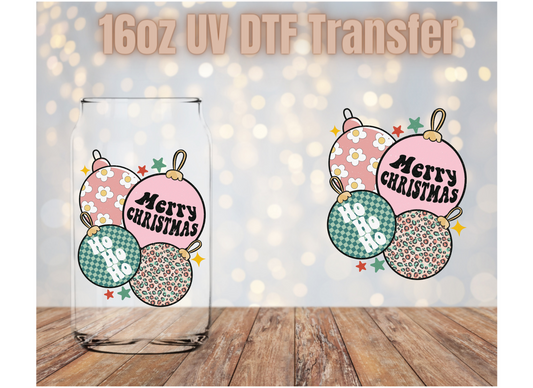 Merry Christmas Ornaments UV DTF Wrap