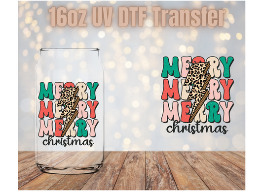 Merry Christmas Leopard UV DTF Wrap