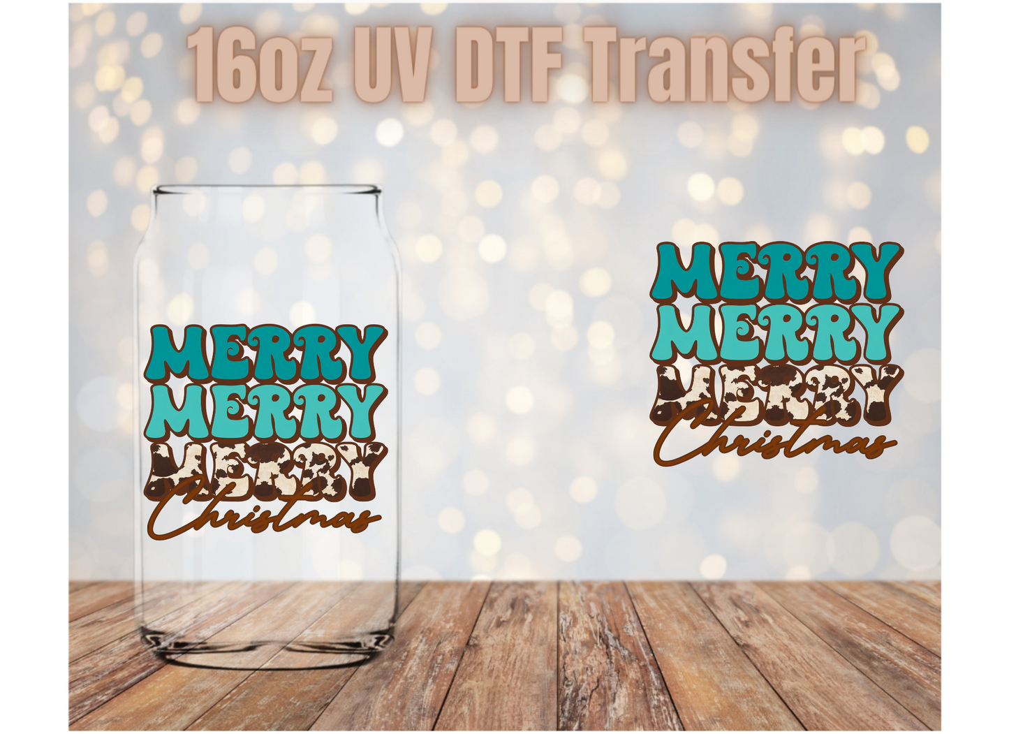 Merry Christmas Western UV DTF Wrap