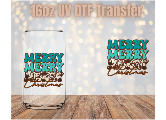 Merry Christmas Western UV DTF Wrap