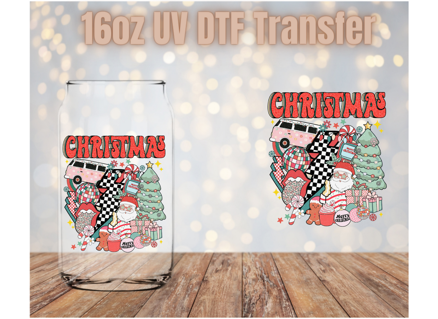 Retro Christmas UV DTF Wrap