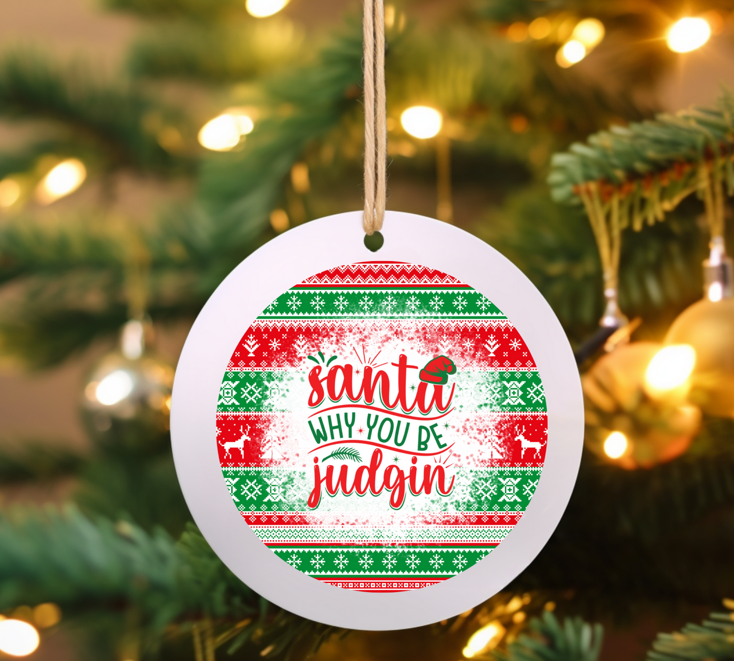 Santa why you be judging UV DTF Ornament Decal