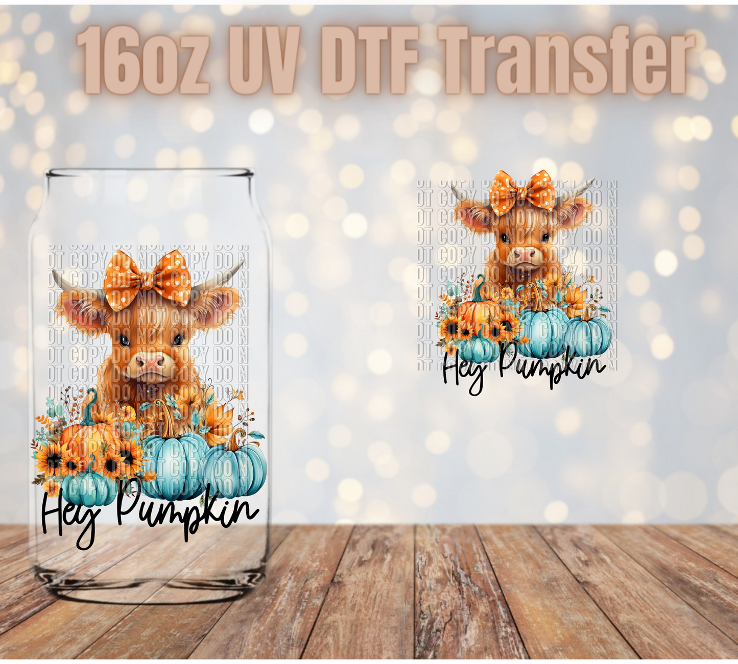 Hey Pumpkin Highland cow UV DTF Wrap