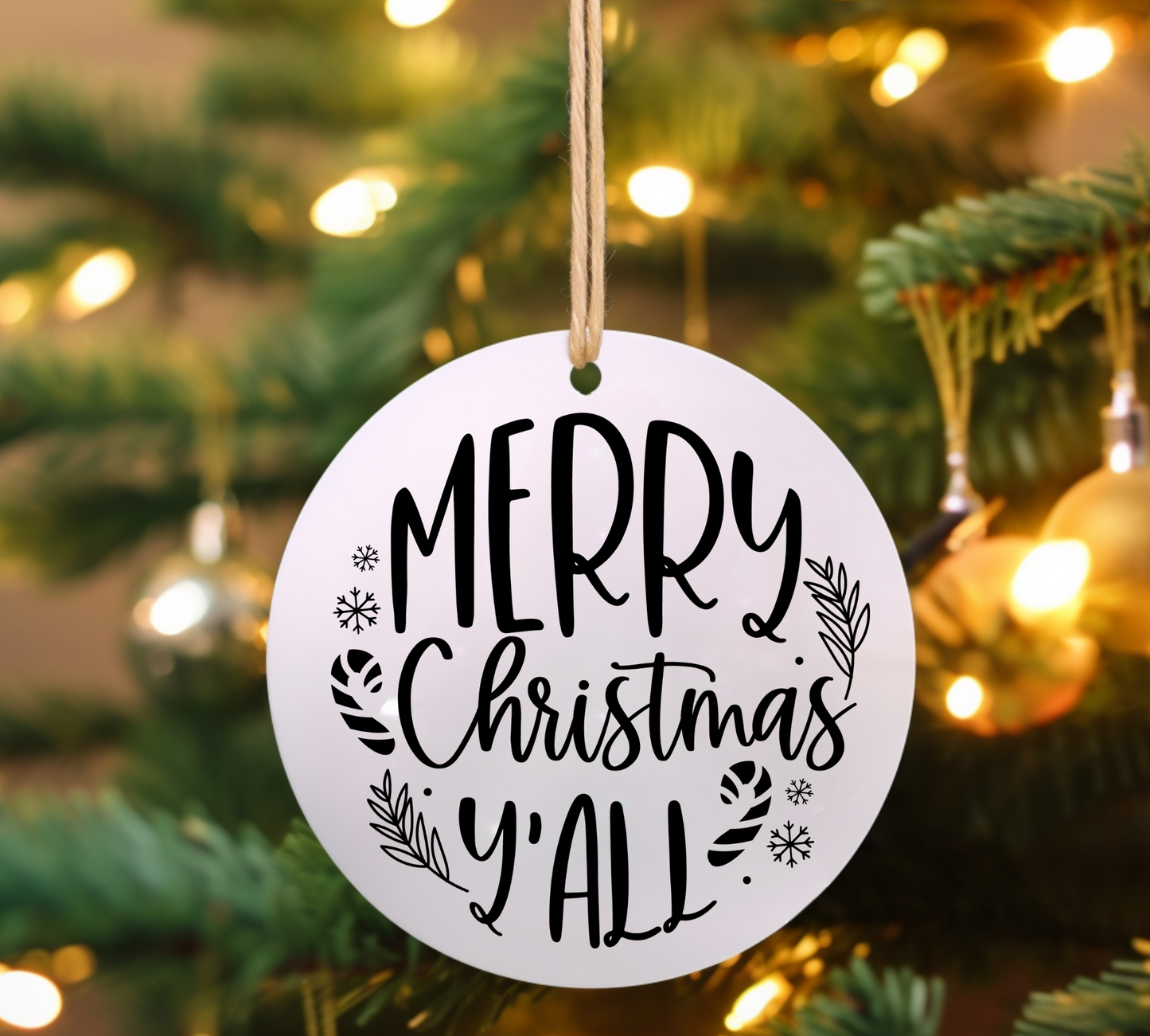 Merry Christmas Yall UV DTF Ornament Decal