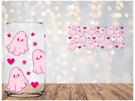 Cute Pink Ghosts and hearts  Libbey Wrap