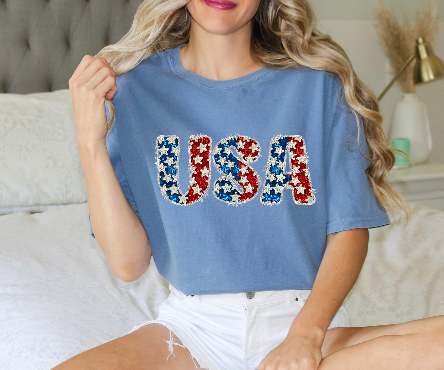 USA faux glitter sequin  HTV