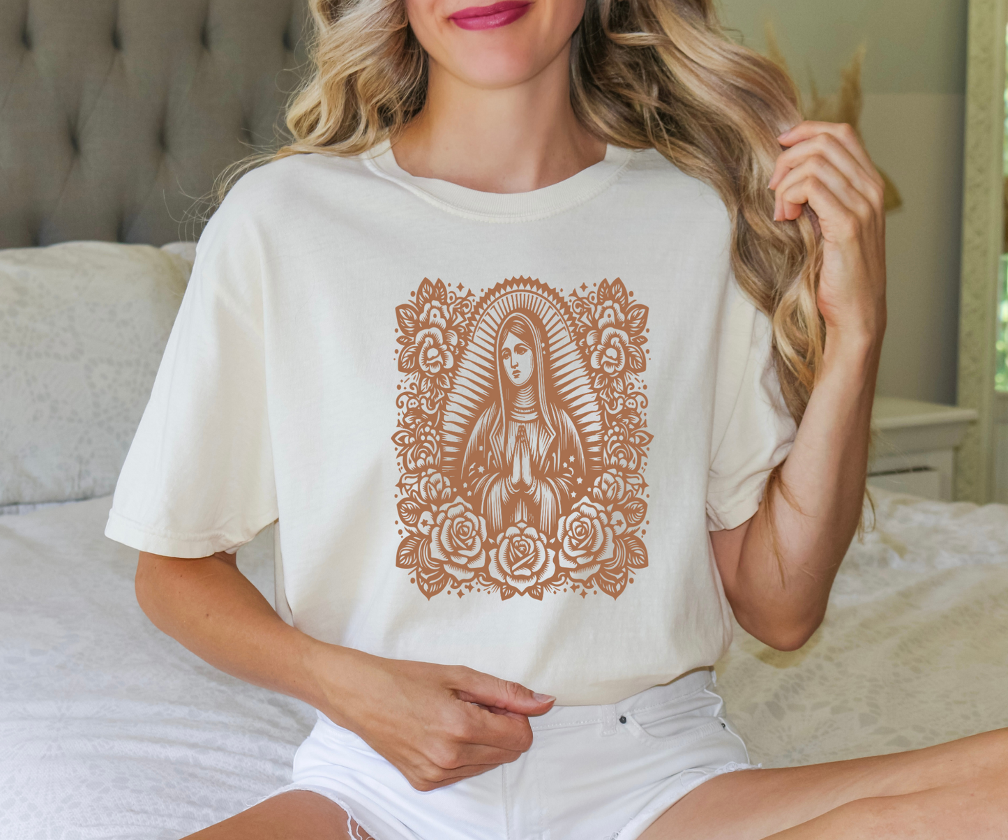 Virgen Floral (rose gold metallic ink)