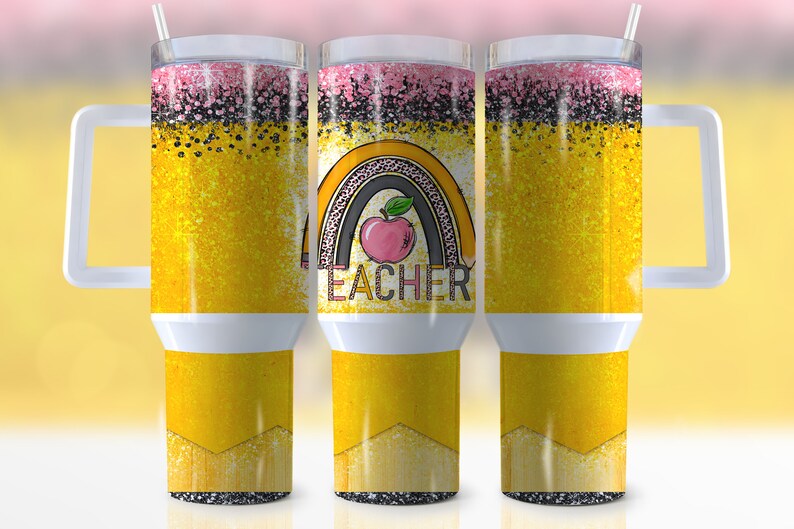 Teacher Yellow  40oz Quencher Sublimation Transfer