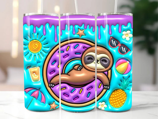 Summer Sloth  Tumbler Transfer