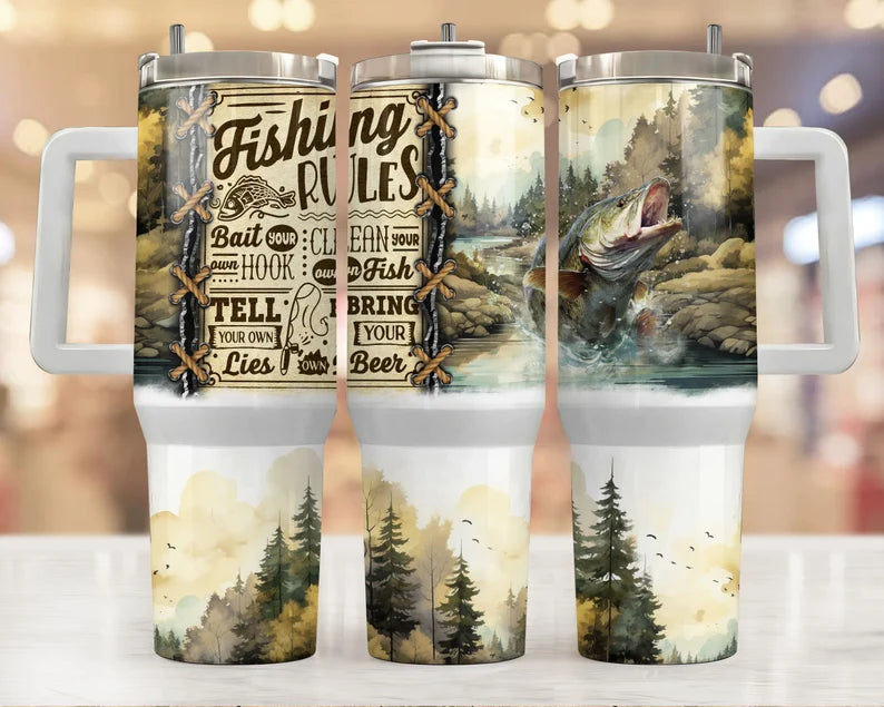 Fishing Rules  40oz Quencher Sublimation Transfer