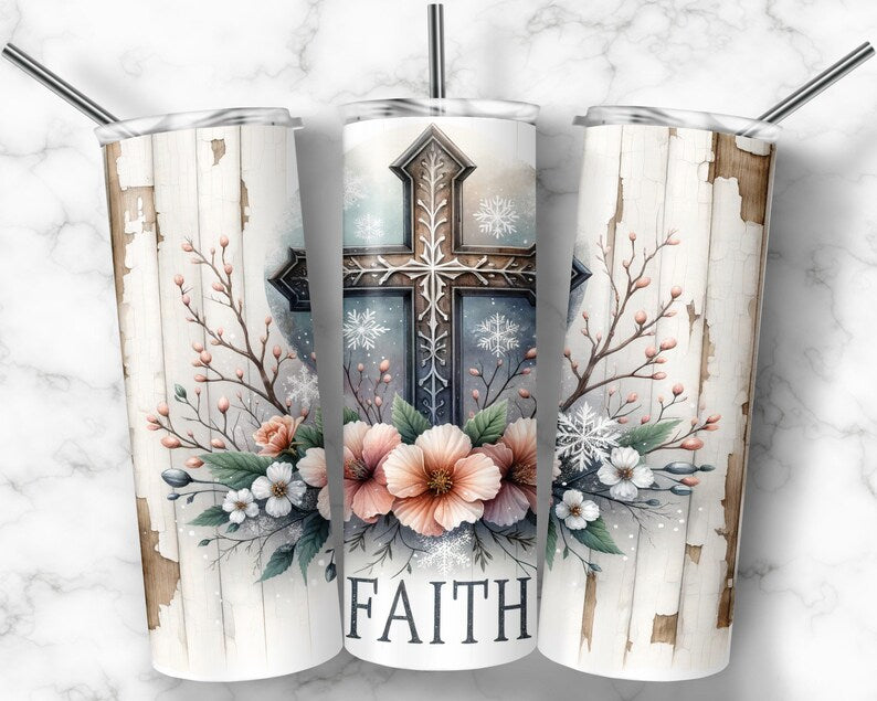 Faith Floral cross Sublimation Transfer