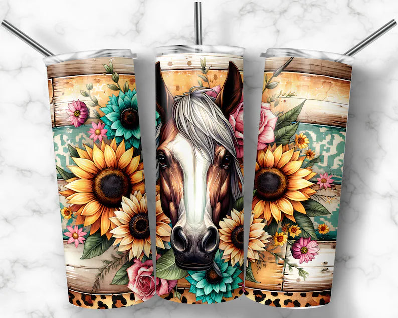 Floral Horse Adhesive Vinyl Wrap