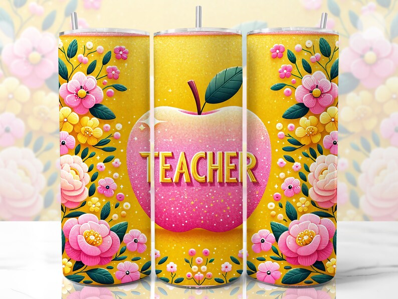 Teacher Pink apple Sublimation Transfer