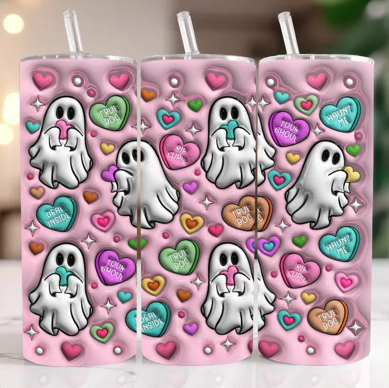 3d Candy heart ghosties Sublimation Transfer