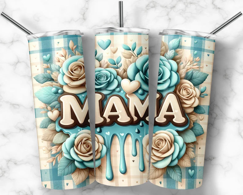 Mama Plaid lt blue Sublimation Transfer