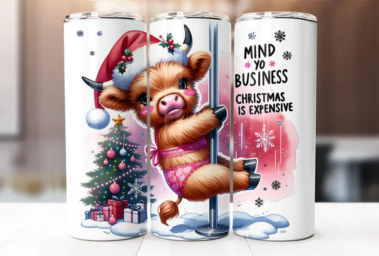 Mind Yo business Highland cow Tumbler Transfer