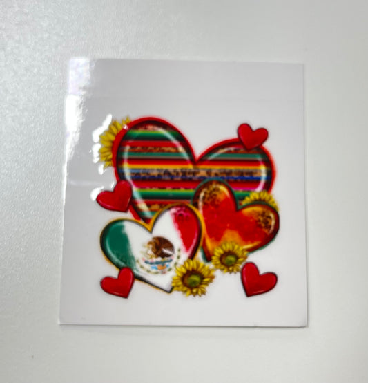 Mexican Hearts Small UV DTF Decal