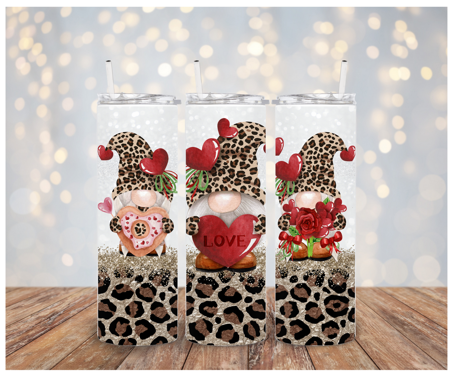 Leopard Valentines gnomes Adhesive Vinyl Wrap