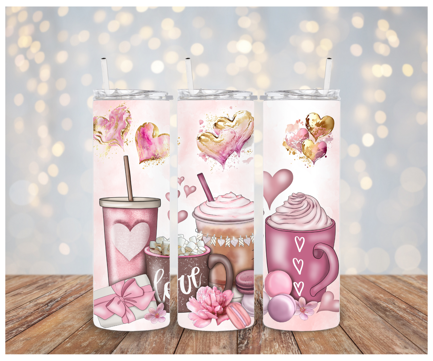 Soft Pink Love lattes  Adhesive Vinyl Wrap