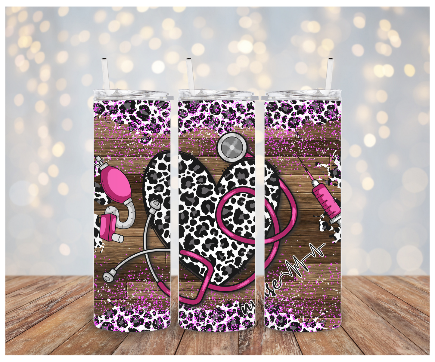 Nurse Leopard Heart Adhesive Vinyl Wrap