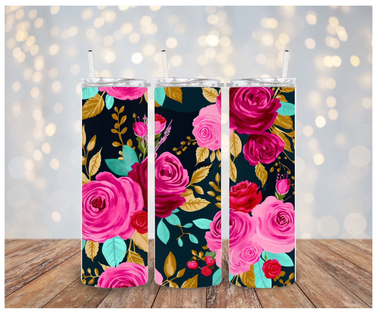 Hot Pink watercolor roses Adhesive Vinyl Wrap