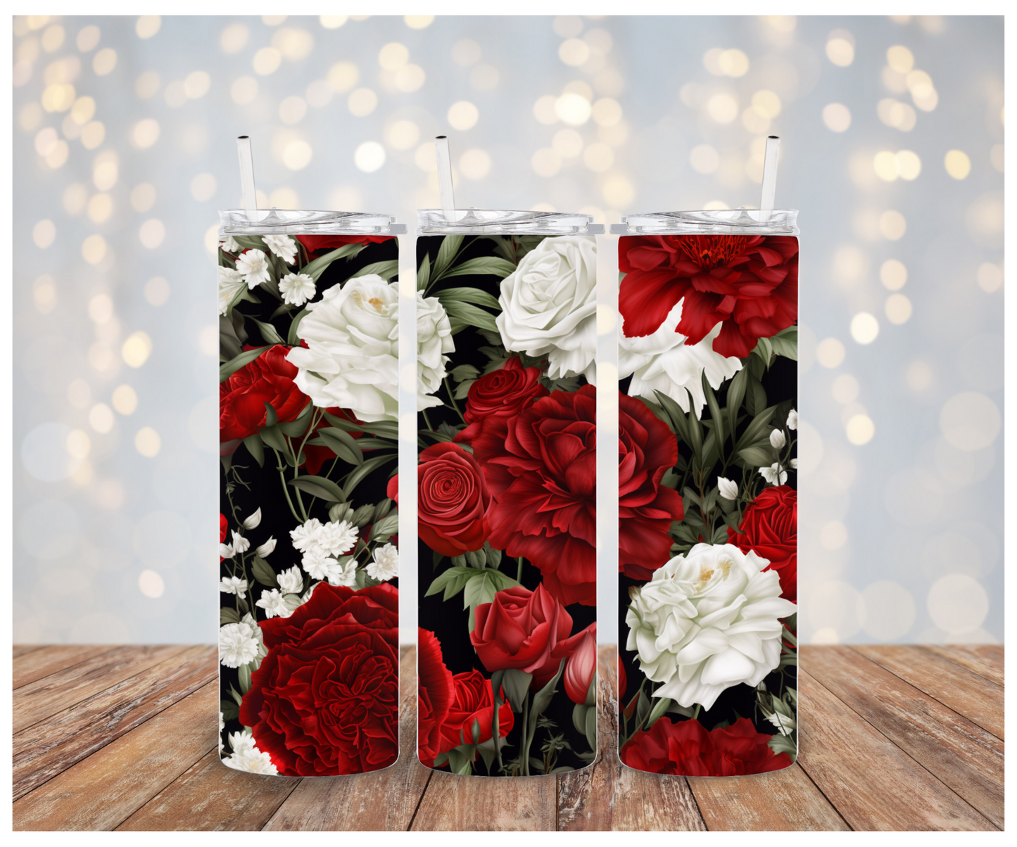 Red & White floral Adhesive Vinyl Wrap