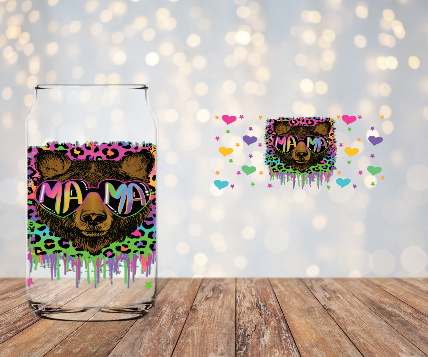 Mama Bear Drip Libbey Sublimation Transfer