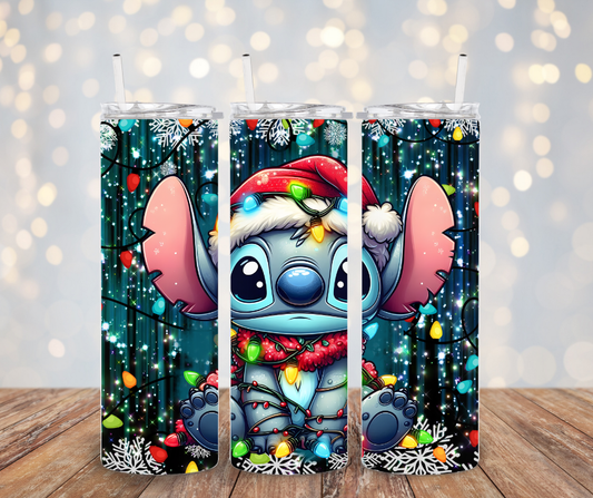 Xmas Blue Alien Tumbler Transfer