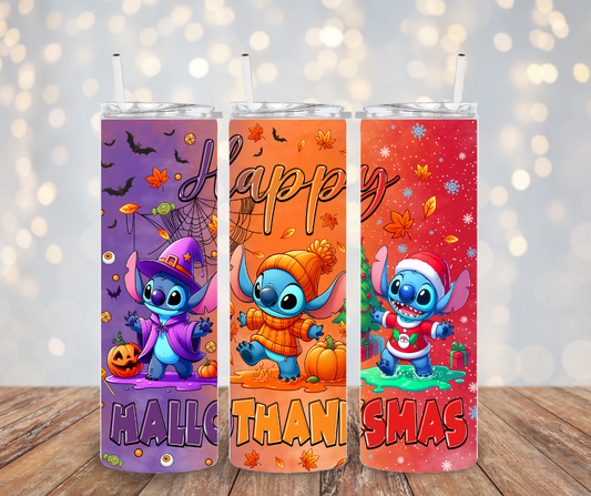 Blue Alien Seasons Tumbler Transfer