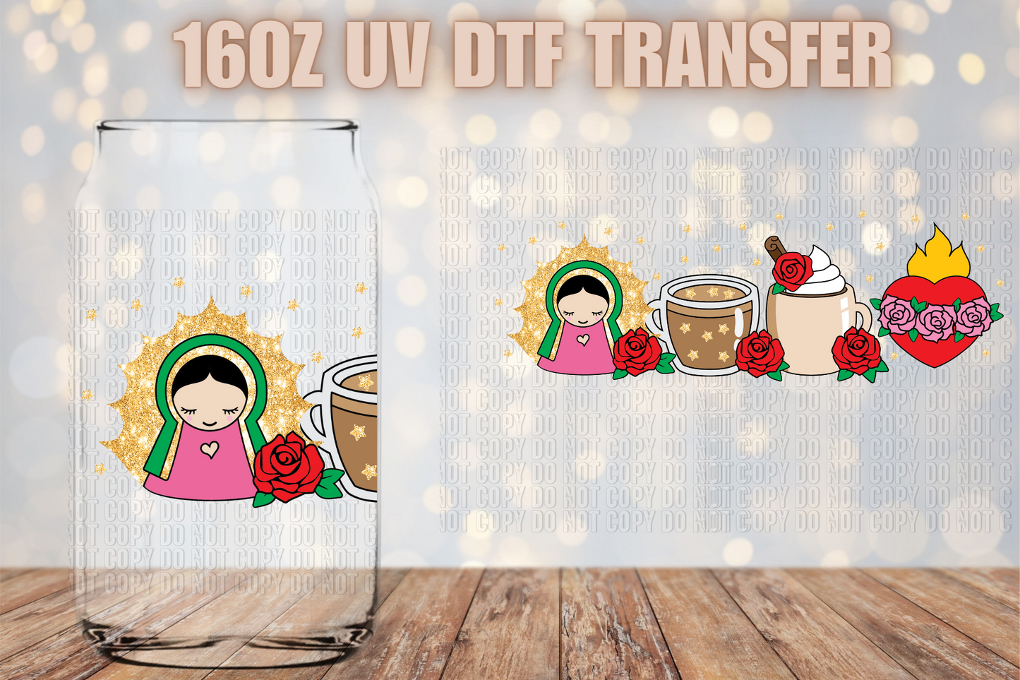 Virgensita Coffee Cups UV DTF Wrap