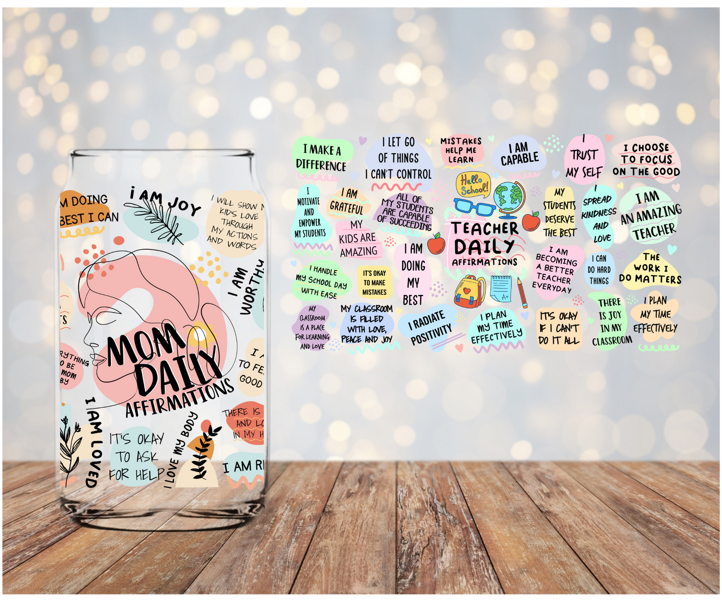 Mom Daily Affirmations Libbey Sublimation Transfer