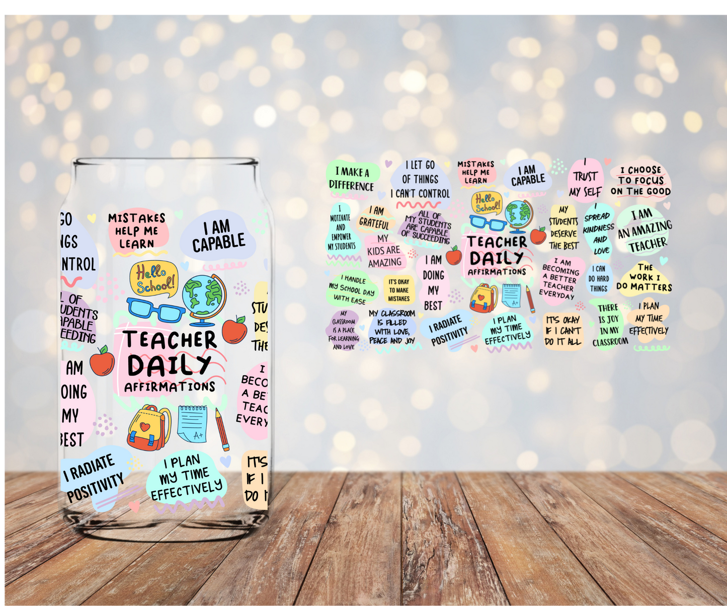 Teacher Daily Affirmations Libbey Sublimation Transfer