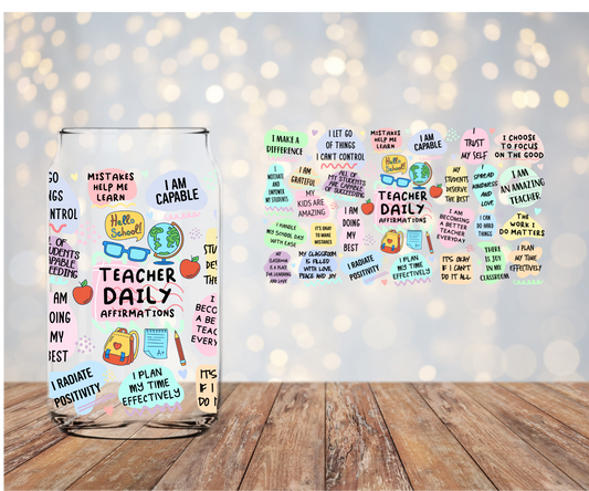 Teacher Daily Affirmations Libbey Sublimation Transfer